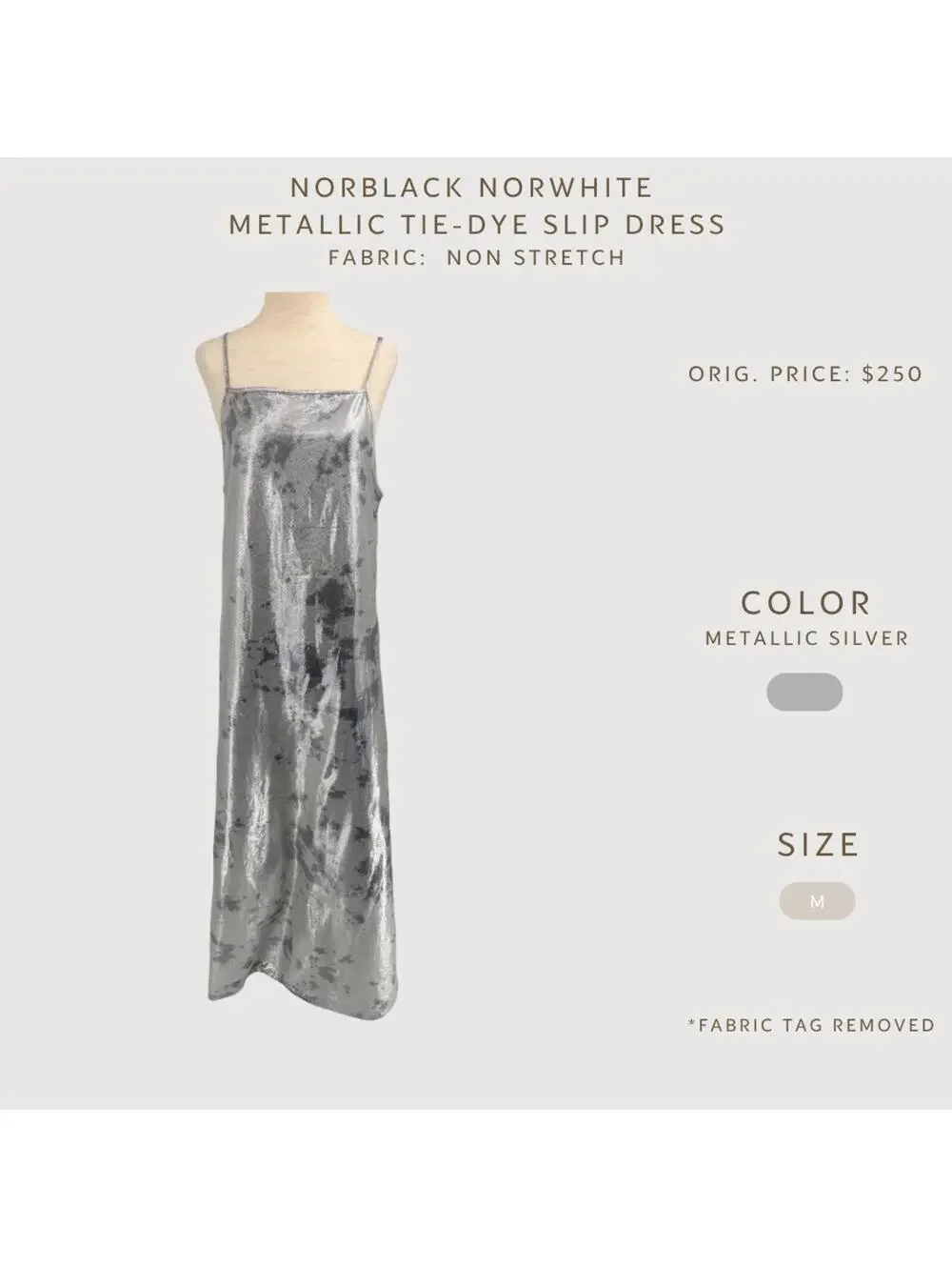 Norblack Norwhite Metallic Slip Dress Silver M - Picture 2 of 9